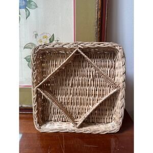 Vintage Wicker Tray Rattan Basket